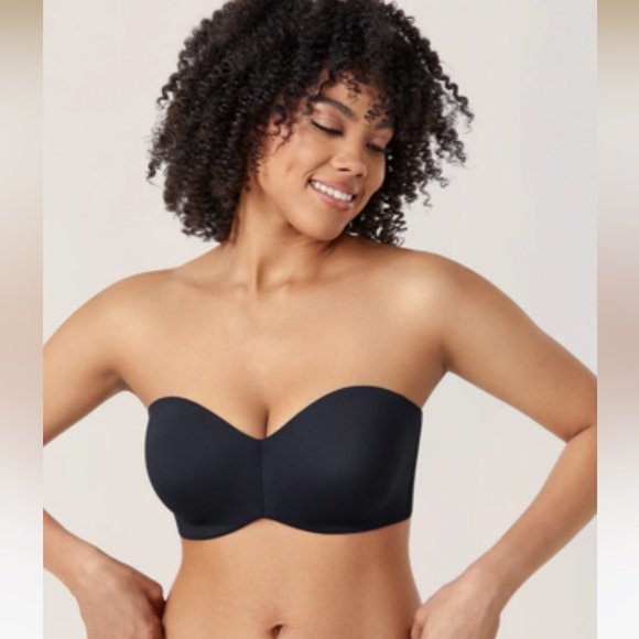NWT DELIMIRA Underwire Strapless Minimizer Bra Black 32D no convertible strap - Picture 1 of 6